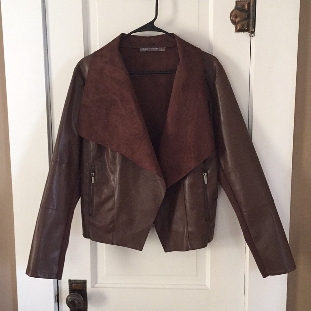 Bagatelle Faux Leather Draped Jacket NWOT